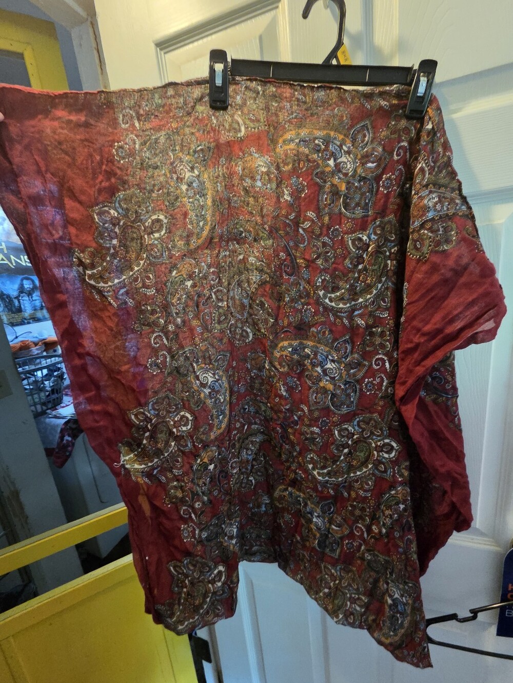 Red Paisley Circle Scarf